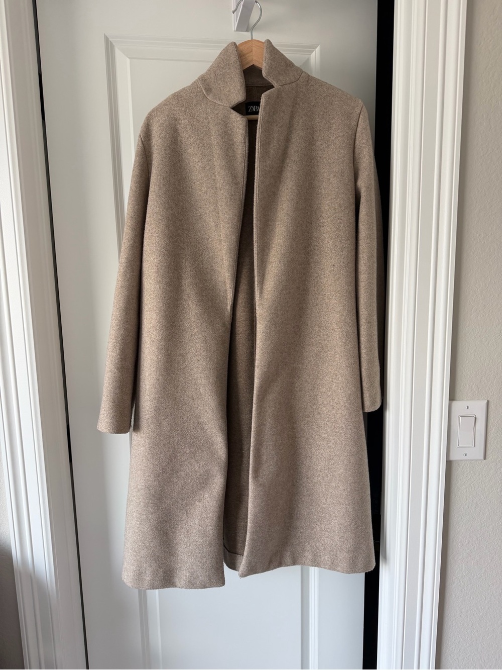 Zara Neutral Taupe Open-Front Coat